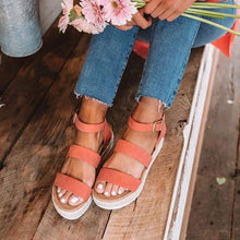 Load image into Gallery viewer, Cute Summer Women Golden Sandals Platform Heels Cross Strap Ankle Lace Beach Party Shoes Open Toe Ankle Platform Strap Casual Shoes Platform Wrap Rubber Sole Flat Sandal