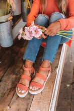 Load image into Gallery viewer, Cute Summer Women Golden Sandals Platform Heels Cross Strap Ankle Lace Beach Party Shoes Open Toe Ankle Platform Strap Casual Shoes Platform Wrap Rubber Sole Flat Sandal