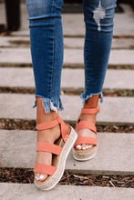 Load image into Gallery viewer, Cute Summer Women Golden Sandals Platform Heels Cross Strap Ankle Lace Beach Party Shoes Open Toe Ankle Platform Strap Casual Shoes Platform Wrap Rubber Sole Flat Sandal