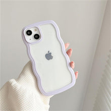 Load image into Gallery viewer, Cute Transparent Curly Wave Phone Case For iPhone 14Pro 13 12 11 Pro Max X XR XS Max Candy Color Shockproof Clear Hard Cover Shockproof Popular Wavy Stylish Phone Case