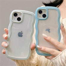 Load image into Gallery viewer, Cute Transparent Curly Wave Phone Case For iPhone 14Pro 13 12 11 Pro Max X XR XS Max Candy Color Shockproof Clear Hard Cover Shockproof Popular Wavy Stylish Phone Case