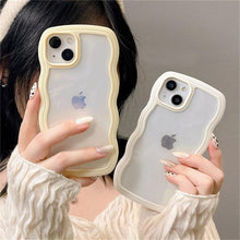 Load image into Gallery viewer, Cute Transparent Curly Wave Phone Case For iPhone 14Pro 13 12 11 Pro Max X XR XS Max Candy Color Shockproof Clear Hard Cover Shockproof Popular Wavy Stylish Phone Case