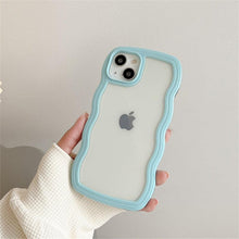 Load image into Gallery viewer, Cute Transparent Curly Wave Phone Case For iPhone 14Pro 13 12 11 Pro Max X XR XS Max Candy Color Shockproof Clear Hard Cover Shockproof Popular Wavy Stylish Phone Case