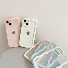 Load image into Gallery viewer, Cute Transparent Curly Wave Phone Case For iPhone 14Pro 13 12 11 Pro Max X XR XS Max Candy Color Shockproof Clear Hard Cover Shockproof Popular Wavy Stylish Phone Case