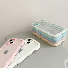 Load image into Gallery viewer, Cute Transparent Curly Wave Phone Case For iPhone 14Pro 13 12 11 Pro Max X XR XS Max Candy Color Shockproof Clear Hard Cover Shockproof Popular Wavy Stylish Phone Case