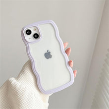 Load image into Gallery viewer, Cute Transparent Curly Wave Phone Case For iPhone 14Pro 13 12 11 Pro Max X XR XS Max Candy Color Shockproof Clear Hard Cover Shockproof Popular Wavy Stylish Phone Case