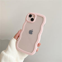Load image into Gallery viewer, Cute Transparent Curly Wave Phone Case For iPhone 14Pro 13 12 11 Pro Max X XR XS Max Candy Color Shockproof Clear Hard Cover Shockproof Popular Wavy Stylish Phone Case