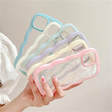 Load image into Gallery viewer, Cute Transparent Curly Wave Phone Case For iPhone 14Pro 13 12 11 Pro Max X XR XS Max Candy Color Shockproof Clear Hard Cover Shockproof Popular Wavy Stylish Phone Case