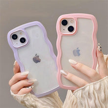 Load image into Gallery viewer, Cute Transparent Curly Wave Phone Case For iPhone 14Pro 13 12 11 Pro Max X XR XS Max Candy Color Shockproof Clear Hard Cover Shockproof Popular Wavy Stylish Phone Case