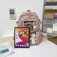 Load image into Gallery viewer, Cute Waterproof Multi-Pocket Women Backpacks with Bear Doll