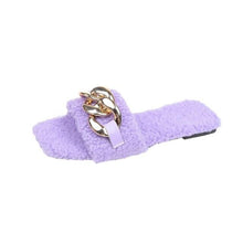 Load image into Gallery viewer, Cute Women Summer Slipper Square Toe Chain Slippers Slip On Flat Slide Sandals Beach Flip Flops Casual Shoe Sandals With Square Open Toe Slip On Comfy Slides Sandals Casual Shoes Summer Low Heeled