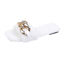 Load image into Gallery viewer, Cute Women Summer Slipper Square Toe Chain Slippers Slip On Flat Slide Sandals Beach Flip Flops Casual Shoe Sandals With Square Open Toe Slip On Comfy Slides Sandals Casual Shoes Summer Low Heeled