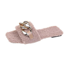 Load image into Gallery viewer, Cute Women Summer Slipper Square Toe Chain Slippers Slip On Flat Slide Sandals Beach Flip Flops Casual Shoe Sandals With Square Open Toe Slip On Comfy Slides Sandals Casual Shoes Summer Low Heeled