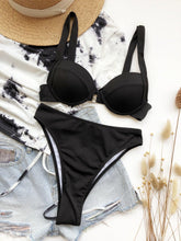 Load image into Gallery viewer, Cute Women Swimwear Pure Color Bikinis Swimsuit Women High Waist String Solid Color 2 Piece Bathing Suits Summer High Cut Push Up Bathing Suit High Waist Beach Wear Breathable Bikini