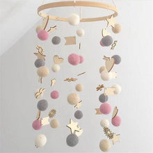 Load image into Gallery viewer, Cute Wool Ball Wind Chimes Newborn Baby Bed Bell Dream Catcher String Pendant Kids Room Decoration Wooden Wind Chime Bed Bell Nursery Crib Bed Bell Baby Bedroom Ceiling Wooden Beads Wind Chime Wall Hanging Ornament