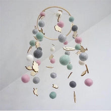 Load image into Gallery viewer, Cute Wool Ball Wind Chimes Newborn Baby Bed Bell Dream Catcher String Pendant Kids Room Decoration Wooden Wind Chime Bed Bell Nursery Crib Bed Bell Baby Bedroom Ceiling Wooden Beads Wind Chime Wall Hanging Ornament
