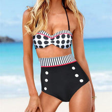 Load image into Gallery viewer, Cutest Retro Swimsuit Swimwear Vintage High Waist Swimsuit For Women Halter 2 Piece Bathing Suit Ruffle Bikini Set Tummy Control Vintage Pin Up High Waist Bikini Set For Women Swimming Bathing Suit S/M/L/XL