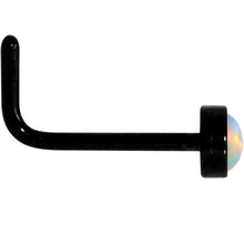 Load image into Gallery viewer, White 3mm Synthetic Opal Inlay Black Anodized L-Shape Nose Ring
