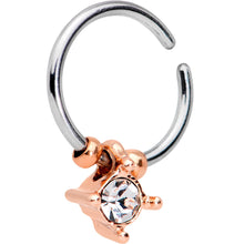 Load image into Gallery viewer, 18G Rose Gold Tone Clear Gem Drop Annealed Seamless Circular Ring