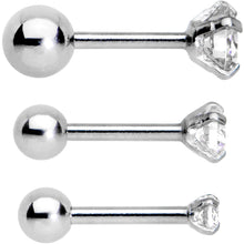 Load image into Gallery viewer, 18G 5/16 Clear CZ Gem Tragus Cartilage Earring 3 Pack Set