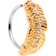 Load image into Gallery viewer, 20G Clear CZ Gem Rose Gold Tone Feather Seamless Circular Ring