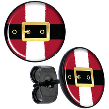 Load image into Gallery viewer, Christmas Santa Suit Black Stud Earrings