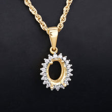 Load image into Gallery viewer, 0.13 Carat Genuine White Diamond 14K Yellow Gold Semi Mount Pendant - holds 8x6mm Oval Gemstone