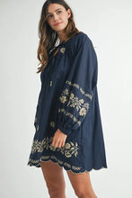Load image into Gallery viewer, Embroidered Long Sleeve Peasant Mini Dress For Women – Embroidered Mini Dress, Long Sleeve Peasant Dress, Bohemian Dress, Casual Peasant Dress, Timeless Elegance Dress