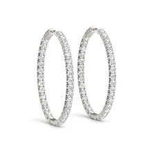 Load image into Gallery viewer, Oval Shape Two Sided Diamond Hoop Earrings in 14k White Gold (2 cttw)