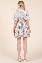 Load image into Gallery viewer, New Summer Floral Eyelet Lace Puff Sleeve Mini Shirt Dress For Women โ Elegant, Trendy, Chic and Feminine Mini Shirt Dress with Puff Sleeves and Floral Eyelet Lace