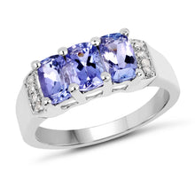 Load image into Gallery viewer, 1.63 Carat Genuine Tanzanite & White Diamond .925 Sterling Silver Ring