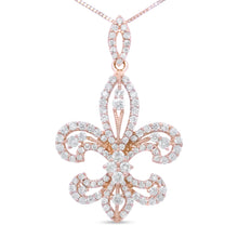 Load image into Gallery viewer, 14K Yellow Gold 1.00 Cttw Round Diamond Fleur De Lis 18" Pendant Necklace (H-I Color, SI2-I1 Clarity)