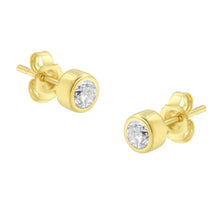 Load image into Gallery viewer, 10K White Gold 0.30 Cttw Round Brilliant-Cut Near Colorless Diamond Bezel-Set Stud Earrings (H-I Color, I1-I2 Clarity)