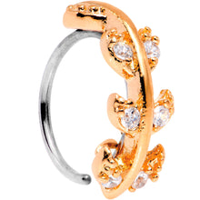 Load image into Gallery viewer, 20G Clear CZ Gem Rose Gold Tone Leafy Seamless Circular Ring