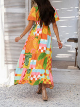 Load image into Gallery viewer, Elegant Printed V-Neck Short Sleeve Maxi Dress Beautiful Casual Women Long Dress