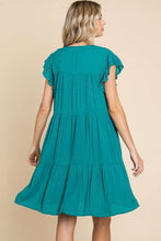 Load image into Gallery viewer, Ruffle Cap Sleeve Tiered Dress For Women – Ruffle Cap Sleeve Dress, Tiered Ruffle Dress, Feminine Tiered Dress, Stylish Cap Sleeve Dress, Playful Tiered Dress, Trendy Tiered Dress