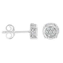 Load image into Gallery viewer, .925 Sterling Silver 1/3 cttw Round-cut Diamond Floral Stud Earring (I-J Clarity, I3 Color)