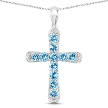 Load image into Gallery viewer, 3.85 Carat Genuine Blue Topaz .925 Sterling Silver Pendant