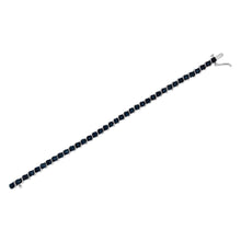 Load image into Gallery viewer, .925 Sterling Silver 1/10 Cttw Miracle-Set Treated Blue Color Diamond Miracle Plate "S" Link Tennis Bracelet (Blue Color, I2- I3 Clarity) - 7.25"