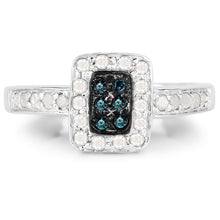 Load image into Gallery viewer, 0.36 Carat Genuine Blue Diamond and White Diamond .925 Sterling Silver Ring