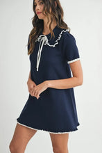 Load image into Gallery viewer, Ruffle Trimmed Collar Fine Knit Mini Dress For Women โ Ruffle Mini Dress, Fine Knit Dress, Collar Dress, Feminine Mini Dress, Chic Knit Dress