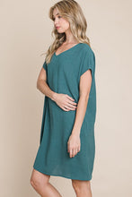 Load image into Gallery viewer, V-Neck Short Sleeve Dress with Pockets β Casual, Comfortable, Stylish and Practical V-Neck Dress with Convenient Pockets for Effortless Chic