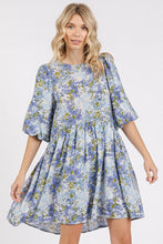Load image into Gallery viewer, New Summer Flower Print Linen Blend Babydoll Mini Dress – Feminine and Flowy Babydoll Dress with Floral Print for a Playful Summer Look