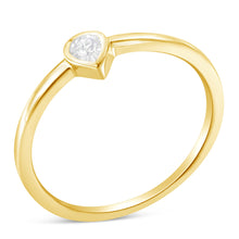 Load image into Gallery viewer, 14K Yellow Gold Plated .925 Sterling Silver 1/20 Carat Diamond Teardrop Pear-Shaped Miracle Set Petite Fashion Ring (J-K Color, I1-I2 Clarity) - Size 6