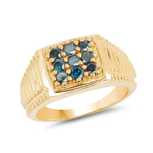 Load image into Gallery viewer, 14K Yellow Gold Plated 0.63 Carat Genuine Blue Diamond .925 Sterling Silver Ring