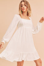 Load image into Gallery viewer, Ruffled Hem Square Neck Balloon Sleeve Mini Dress – Trendy, Feminine & Fashion-Forward Dress for Stylish Occasions