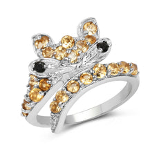 Load image into Gallery viewer, 1.00 Carat Genuine Citrine & Black Spinel .925 Sterling Silver Ring