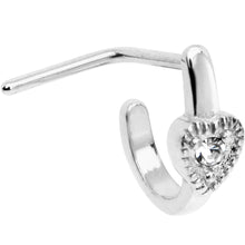 Load image into Gallery viewer, 20G Clear Gem Steel Heart Faux Hoop L Shaped Nose Ring