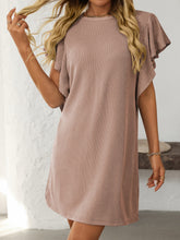 Load image into Gallery viewer, Ruffled Round Neck Short Sleeve Dress Feminine Simple Classic Dress Breathable And Comfy Dress