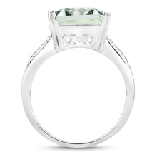 Load image into Gallery viewer, 10.64 Carat Genuine Green Amethyst and White Topaz .925 Sterling Silver Ring